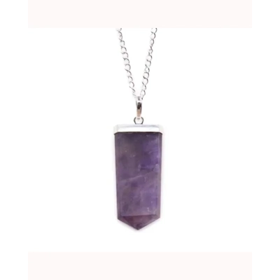 Gemstone Flat Pencil Pendant - Amethyst