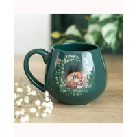 Green Sleeping Fox Rounded Mug