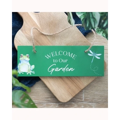 Green Welcome to Our Garden Hanging Sign