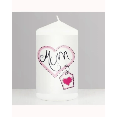 Mum Heart Stitch Pillar Candle Mum Heart Stitch Pillar Candle
