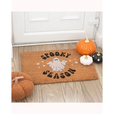 Natural Spooky Season Ghost Doormat
