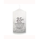 Personalised 25th Silver Anniversary Pillar Candle