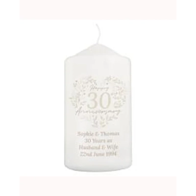 Personalised 30th Pearl Wedding Anniversary Pillar Candle Personalised 30th Pearl Wedding Anniversary Pillar Candle