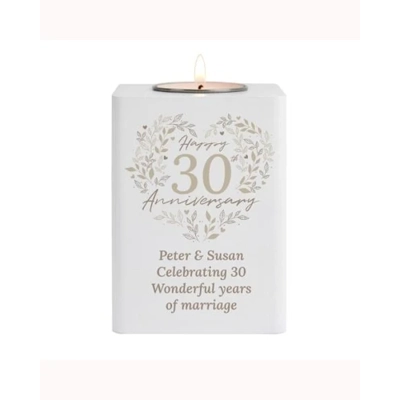 Personalised 30th Pearl Wedding Anniversary Wooden Tea Light Holder Personalised 30th Pearl Wedding Anniversary Wooden Tea Light Holder