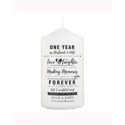 Personalised Anniversary Pillar Candle