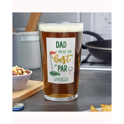 Personalised Best By Par Printed Beer Glass