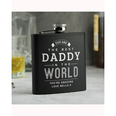 Personalised Best in The World Black Hip Flask Personalised Best in The World Black Hip Flask