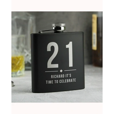 Personalised Big Numbers Black Hip Flask Personalised Big Numbers Black Hip Flask