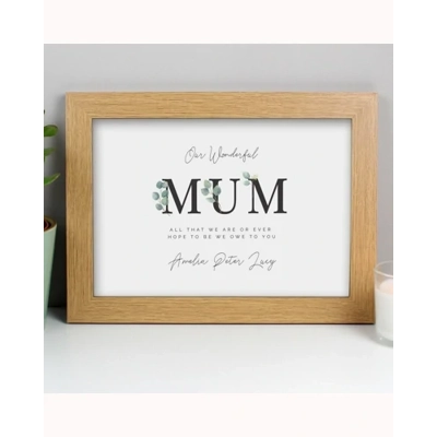 Personalised Botanical Mum A4 Oak Framed Print Personalised Botanical Mum A4 Oak Framed Print