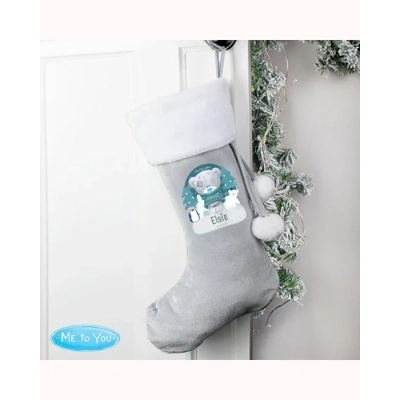 Personalised Christmas Tiny Tatty Teddy Silver Grey Stocking Personalised Christmas Tiny Tatty Teddy Silver Grey Stocking