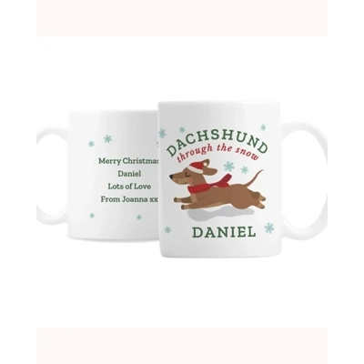 Personalised Dachshund Through... Christmas Mug Personalised Dachshund Through... Christmas Mug