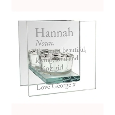Personalised Definition Mirrored Glass Tea Light Candle Holder Personalised Definition Mirrored Glass Tea Light Candle Holder