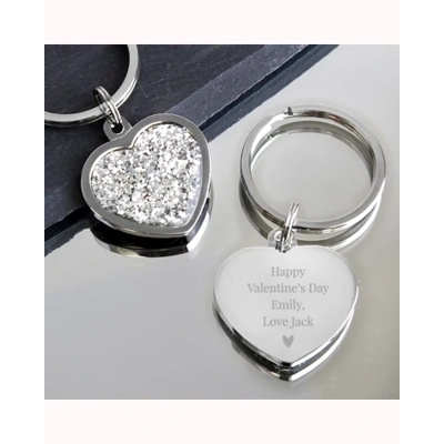 Personalised Diamante Heart Keyring Personalised Diamante Heart Keyring