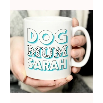 Personalised Dog Mum Blue Spots Mug Personalised Dog Mum Blue Spots Mug