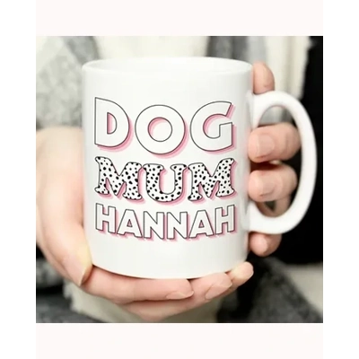 Personalised Dog Mum Pink Spots Mug Personalised Dog Mum Pink Spots Mug
