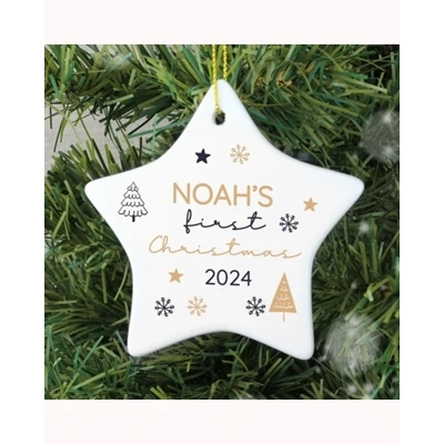 Personalised First Christmas Star Christmas Tree Decoration Personalised First Christmas Star Christmas Tree Decoration