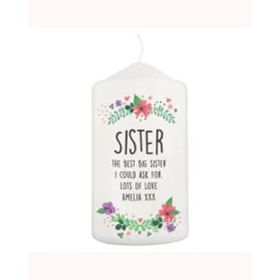 Personalised Floral Pillar Candle