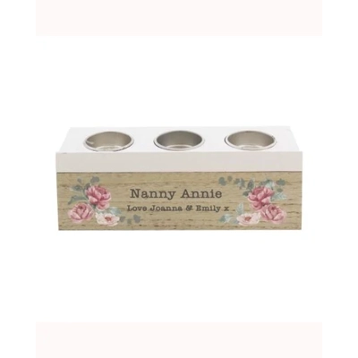 Personalised Floral Watercolour Triple Tea Light Box Personalised Floral Watercolour Triple Tea Light Box