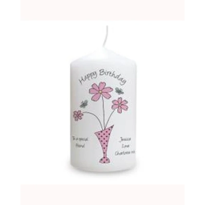 Personalised Flower in Vase Pillar Candle Personalised Flower in Vase Pillar Candle