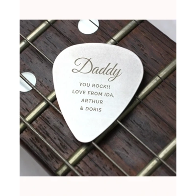 Personalised Free Text Big Name Silver Plectrum
