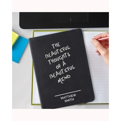 Personalised Free Text Black Hardback Notebook