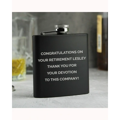 Personalised Free Text Black Hip Flask Personalised Free Text Black Hip Flask