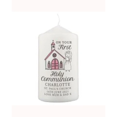 Personalised Girls First Holy Communion Pillar Candle Personalised Girls First Holy Communion Pillar Candle