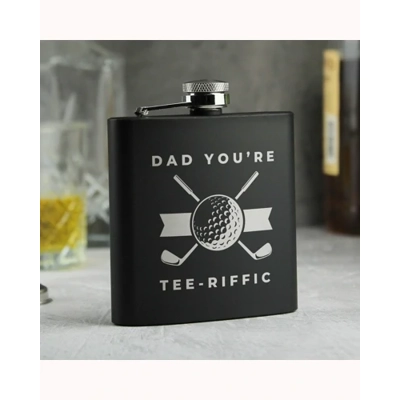 Personalised Golf Black Hip Flask Personalised Golf Black Hip Flask