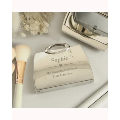 Personalised Heart Handbag Compact Mirror Personalised Heart Handbag Compact Mirror