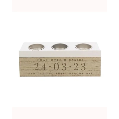 Personalised Large Date Triple Tea Light Box Personalised Large Date Triple Tea Light Box