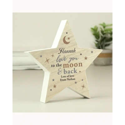 Personalised Love You Wooden Star Ornament Personalised Love You Wooden Star Ornament