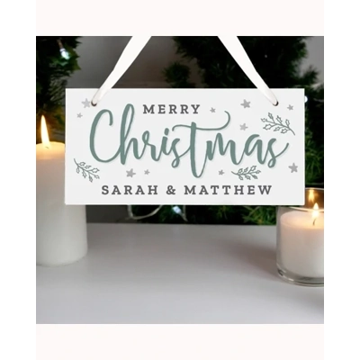 Personalised Merry Christmas White Wooden Sign Personalised Merry Christmas White Wooden Sign