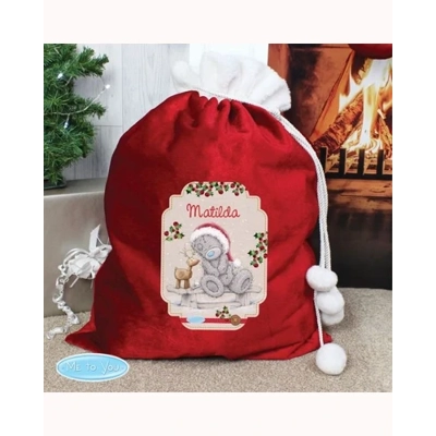 Personalised Me to You Reindeer Luxury Pom Pom Red Sack Personalised Me to You Reindeer Luxury Pom Pom Red Sack