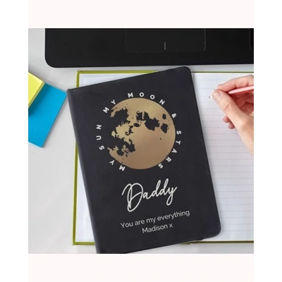 Personalised Moon & Stars Black Hardback Notebook Personalised Moon & Stars Black Hardback Notebook