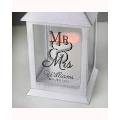 Personalised Mr & Mrs White Wedding Lantern Personalised Mr & Mrs White Wedding Lantern