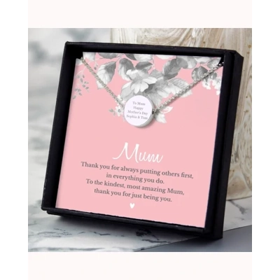 Personalised Mum Sentiment Silver Tone Necklace and Box Personalised Mum Sentiment Silver Tone Necklace and Box