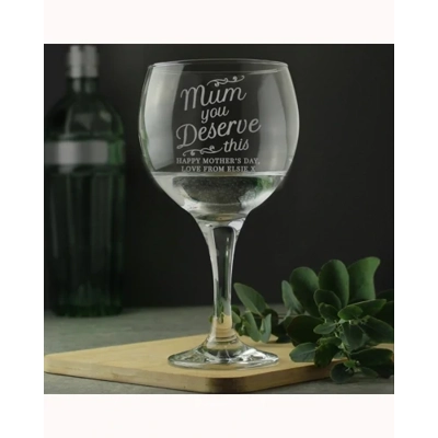 Personalised 'Mum You Deserve This' Gin Balloon Glass Personalised 'Mum You Deserve This' Gin Balloon Glass