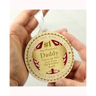 Personalised Number 1 Round Wooden Medal Personalised Number 1 Round Wooden Medal