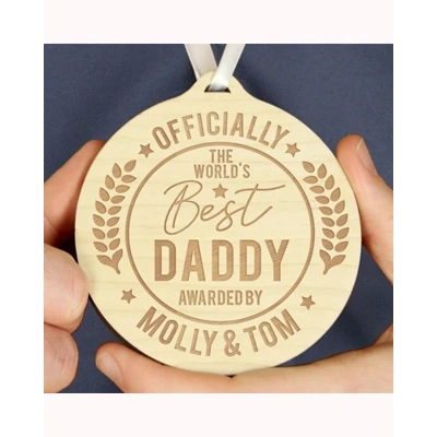 Personalised Officially The Best Round Wooden Medal Personalised Officially The Best Round Wooden Medal