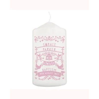 Personalised Pink Papercut Style Pillar Candle Personalised Pink Papercut Style Pillar Candle