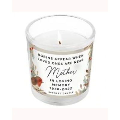 Personalised Robins Appear Memorial Scented Jar Candle Personalised Robins Appear Memorial Scented Jar Candle