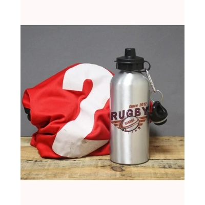 Personalised Rugby Silver Drinks Bottle Personalised Rugby Silver Drinks Bottle