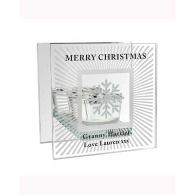Personalised Snowflake Silver Glitter Tea Light Holder Personalised Snowflake Silver Glitter Tea Light Holder