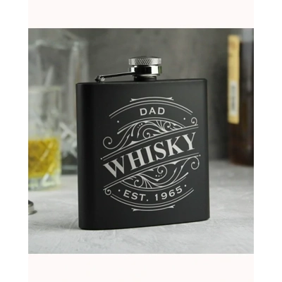 Personalised Spirit Black Hip Flask Personalised Spirit Black Hip Flask