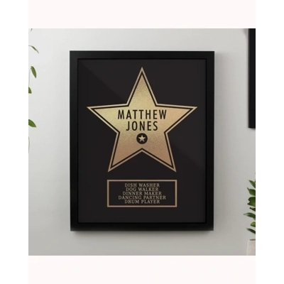 Personalised Star Award Black Poster Frame Personalised Star Award Black Poster Frame