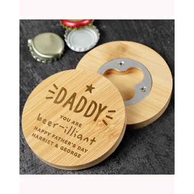 Personalised Star Bamboo Bottle Opener Coaster Personalised Star Bamboo Bottle Opener Coaster