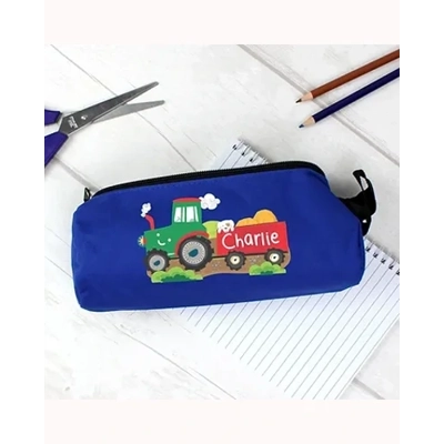 Personalised Tractor Blue Pencil Case Personalised Tractor Blue Pencil Case