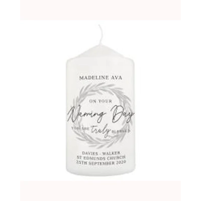 Personalised Truly Blessed Naming Day Pillar Candle Personalised Truly Blessed Naming Day Pillar Candle