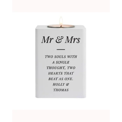 Personalised White Wooden Tea Light Holder Personalised White Wooden Tea Light Holder