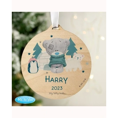 Personalised Winter Explorer Tiny Tatty Teddy Round Wooden Decoration Personalised Winter Explorer Tiny Tatty Teddy Round Wooden Decoration